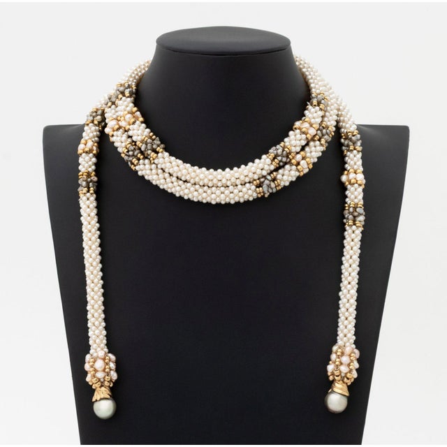 Indian Yellow Gold and Cultured Pearl Wedding Garland For Sale - Image 3 of 7