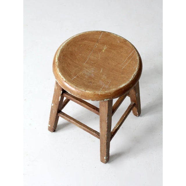 Mid 20th Century Vintage Low Wooden Stool For Sale - Image 5 of 12