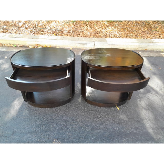 Pair of Restored Oval Shaped Barbara Barry for McGuire Furniture San