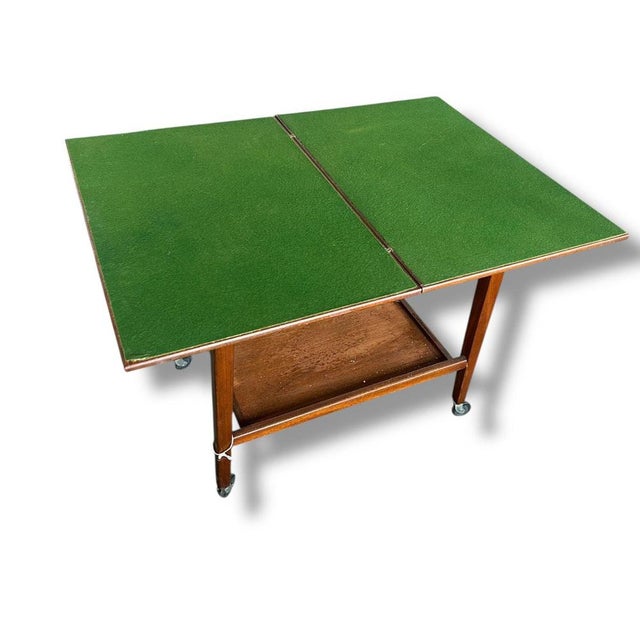 Mid-Century Card Table with Green Felt Folding Top For Sale - Image 6 of 7