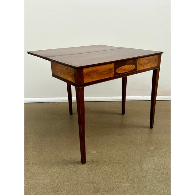 Federal Flip Top Mahogany and Satinwood Game Table , Circa 1820 For Sale - Image 13 of 13