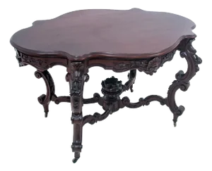 Rococo Mahogany Table, France, 1870s