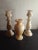 American 1980s Handcarved Solid Marble Beige Set of Candle Holders & Vase - 3 Piece Set For Sale - Image 3 of 7
