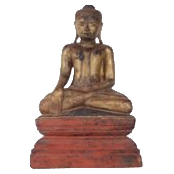 Buddha Sculpture in Solid Wood For Sale
