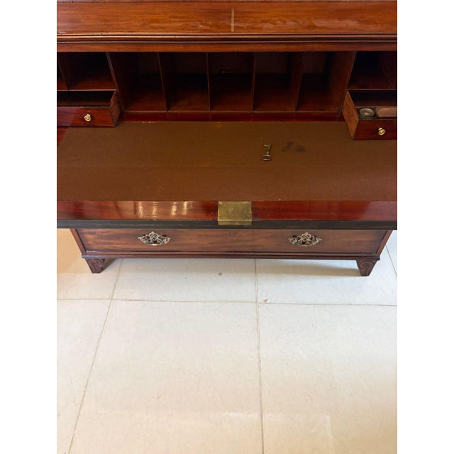 Antique Regency Mahogany Secretaire Bookcase Desk with Glazed Doors and Fitted Interior, 1830 For Sale - Image 6 of 18