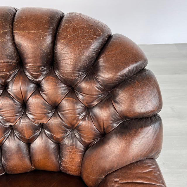 Brown Vintage Chesterfield Leather Club Chairs – A Pair For Sale - Image 8 of 12