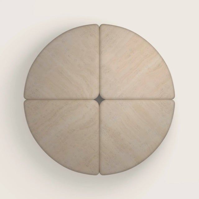 Contemporary Lily Round Coffee Table in Honed Unfilled Navona Travertine by Fred&Juul For Sale - Image 3 of 5
