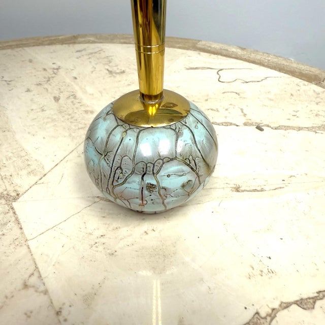 Mid-Century Modern Mid-Century Modern Delft Holland Brass and Ceramic Bud Vase For Sale - Image 3 of 6