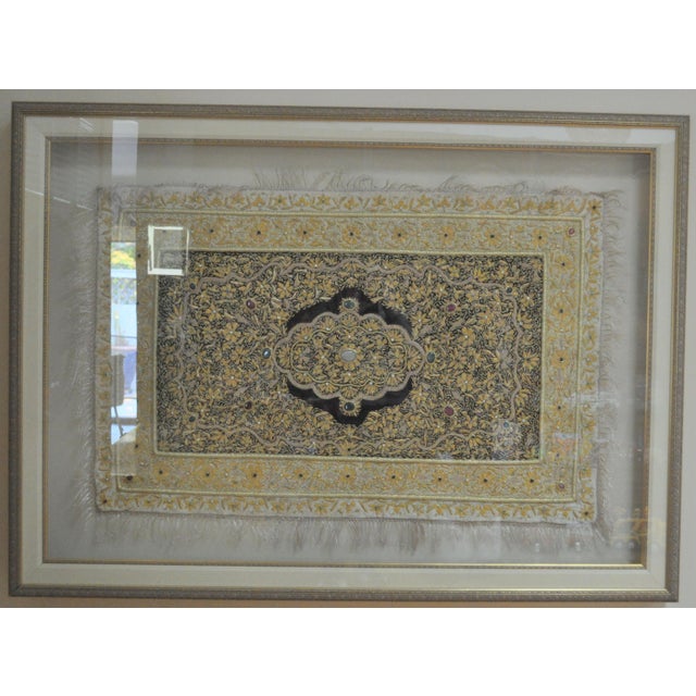 Traditional 1990s Wall Art Oversized Framed Silk Rug Decorated With Natural Stones For Sale - Image 3 of 10