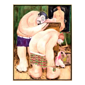 "La Cage Aux Fowls" - Large Scale Surreal Figurative Abstract by G. Lester
