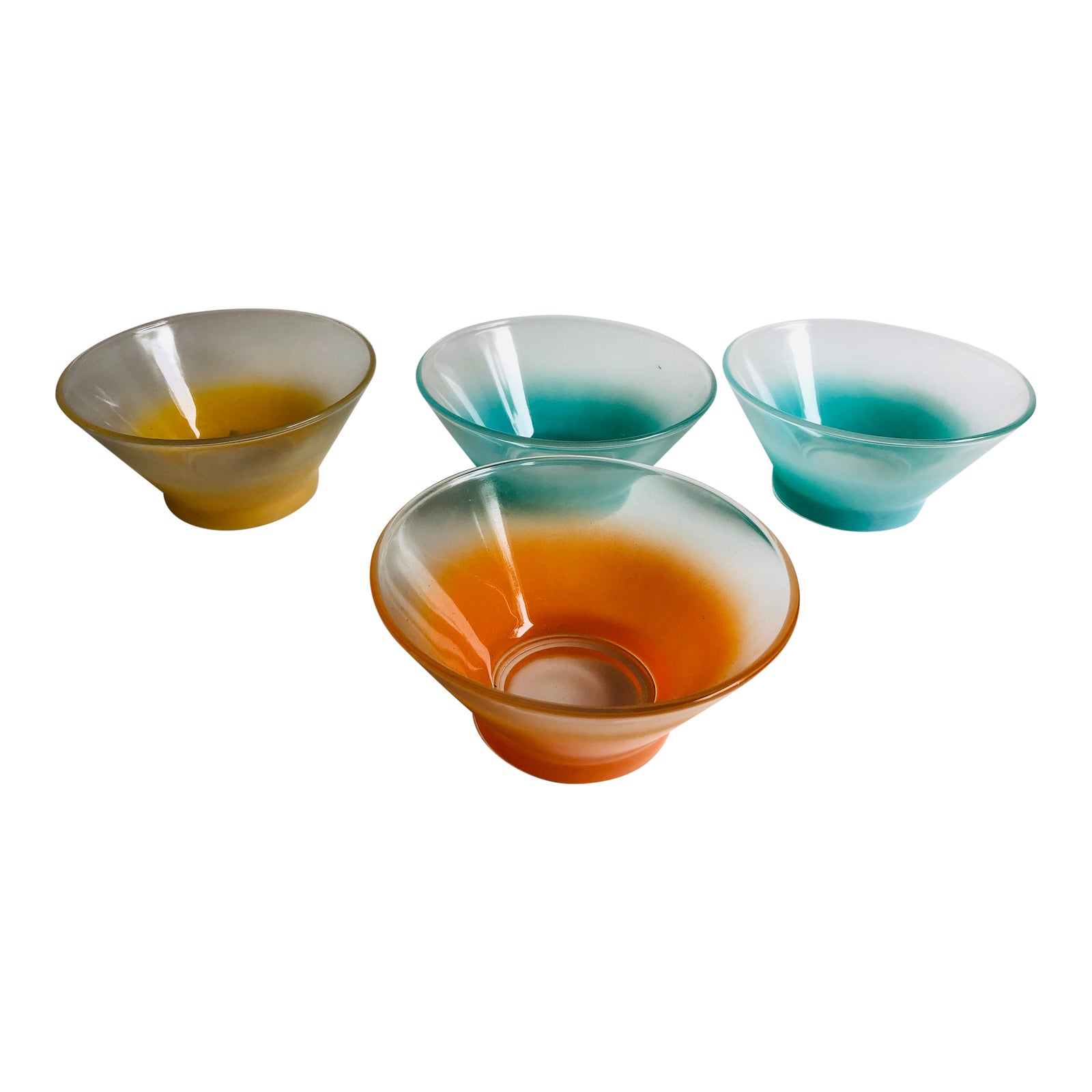MidCentury Frosted Color Glass Dessert Bowls Set of 4 Chairish