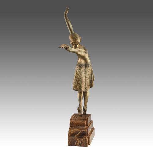 Metal Demetre Chiparus, Vedette, Gilt Bronze For Sale - Image 7 of 18