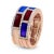 Contemporary 18K Rose Gold Alternating Red and Blue Enamel and 1/2 Cttw Diamond Studded Band Ring (F-G Color, VS1 For Sale - Image 3 of 5