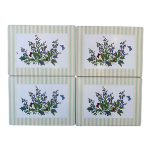Set of 4 Vintage Royal Worcester Placemats Featuring Sage and Butterflies