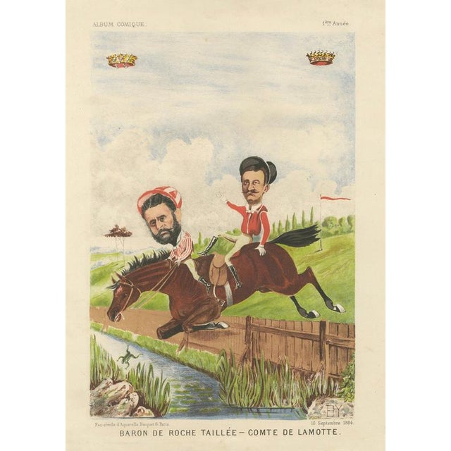 After Bisetsky, French Belle Époque Racing Caricature, Baron De Roche Taillée & Lamotte, 1884, Chromolithograph For Sale - Image 10 of 10