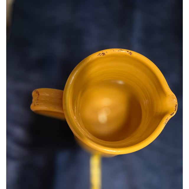 Late 20th Century Hand-Made Italian Glazed Ceramic Pitcher in Ochre Yellow For Sale In Palm Springs - Image 6 of 8