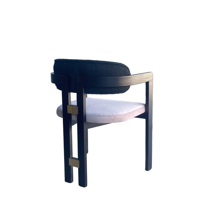 Wood New Set of 8 Black and Mauve Armchairs, Dining Chairs For Sale - Image 7 of 13