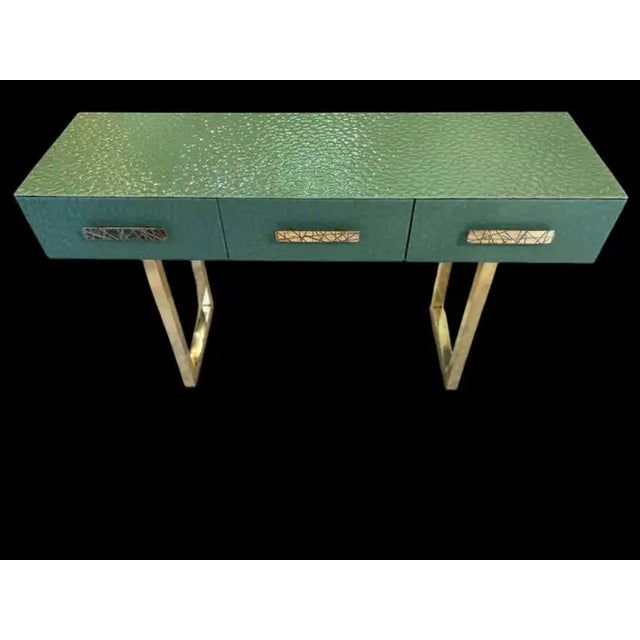 Green Glass Console Table For Sale - Image 6 of 6