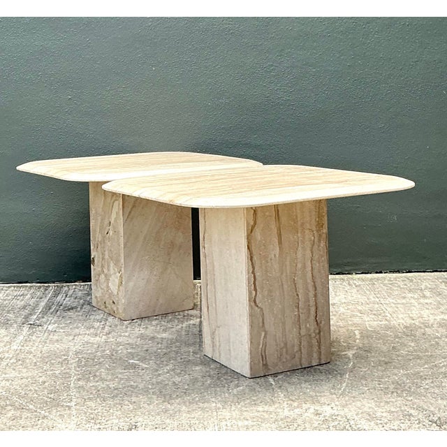 Vintage Italian Travertine Side Tables - A Pair For Sale - Image 12 of 12