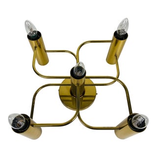 1960s Mid-Century Brass 5-Arm Flush Mount by Leola For Sale