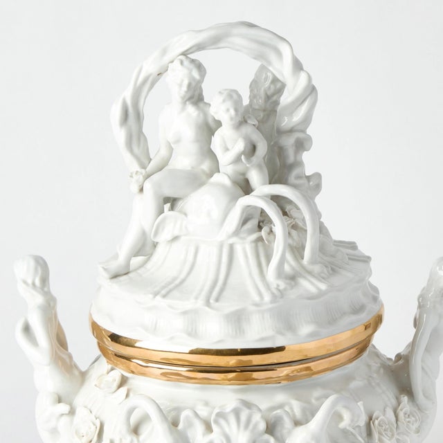 Mid 19th Century Antique Belgian Porcelain Covered Centerpiece /Mermaid, Dolphin and Shell Motifs For Sale - Image 5 of 13