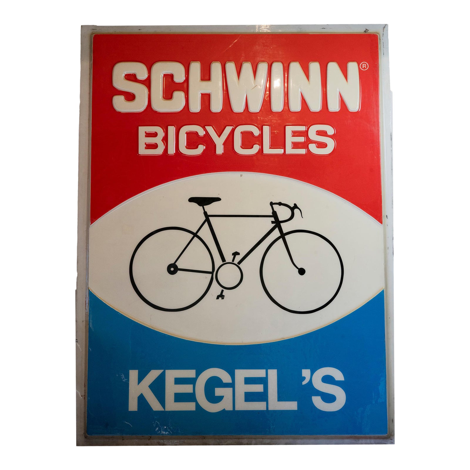Vintage Acrylic Lucite Reverse Embossed Schwinn Bicycle Sign | Chairish