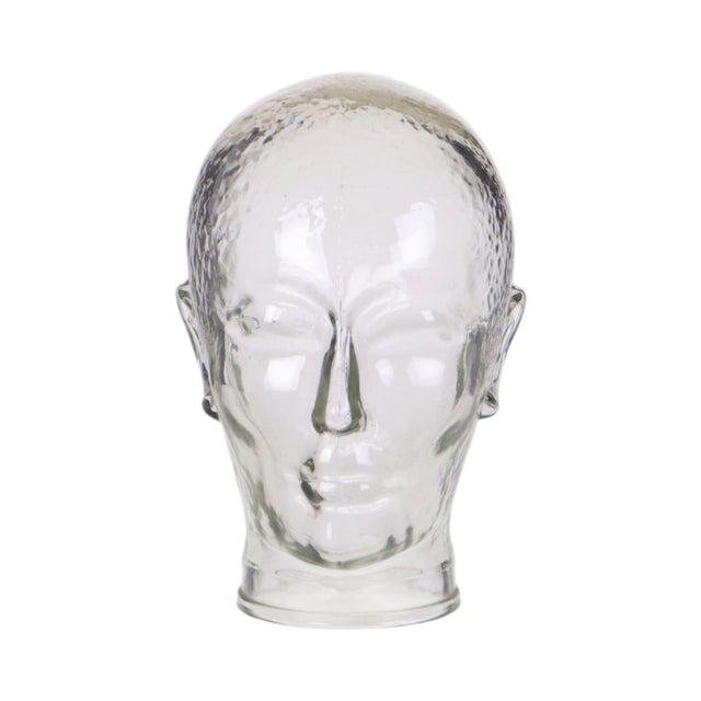 Glass Heavy Glass Head Display Mannequin for Headphones, 1960s For Sale - Image 7 of 16