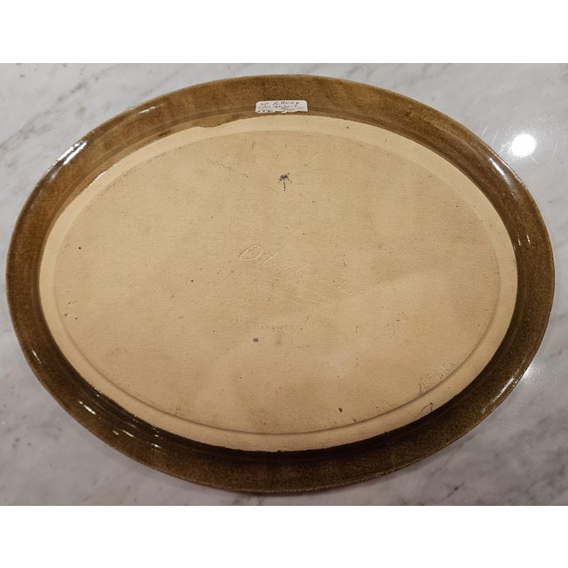 Burnt Umber Vintage Otis Norris Farm Scene Platter For Sale - Image 8 of 11