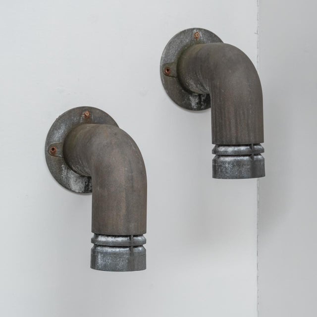 Galvanized Metal Pipeline Wall Lights by Ole Pless Jørgensen, 1970s, Set of 2 For Sale - Image 10 of 10