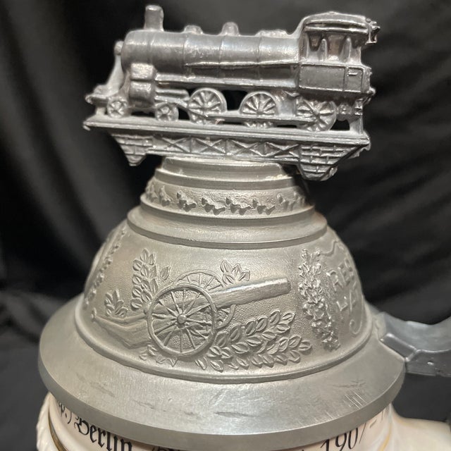 Mid 20th Century A Vintage Train Top German Beer Stein by Gerzut For Sale - Image 5 of 11