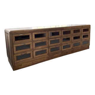 Antique Double-Sided Shop Counter with Marble Top, 1900s For Sale