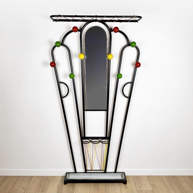 Vintage Metal Coat Rack with Wooden Balls and Scoubidou Cords, 1960s For Sale - Image 18 of 18