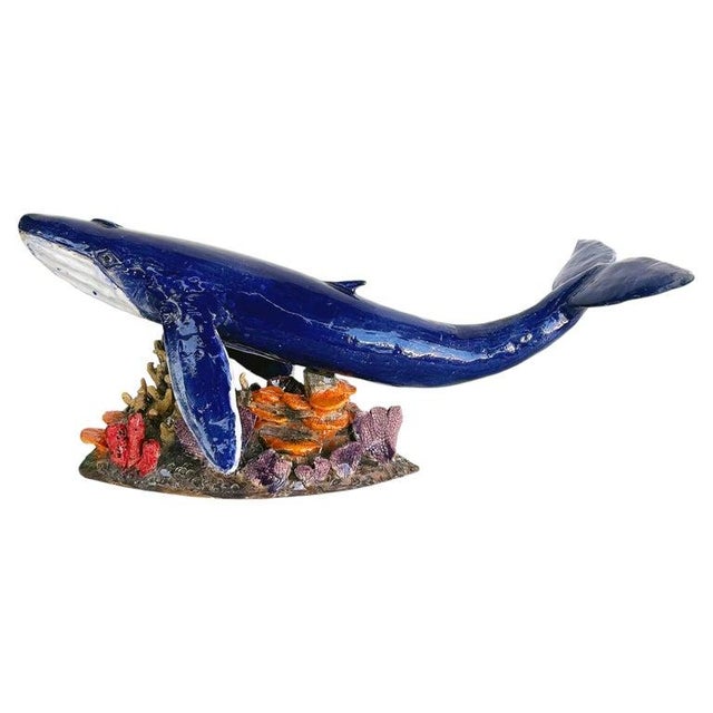 Unique Hand-Made Sculptural Glazed Ceramic Humpback Whale by Rexx Fischer. Offered for sale is a hand-made ceramic...