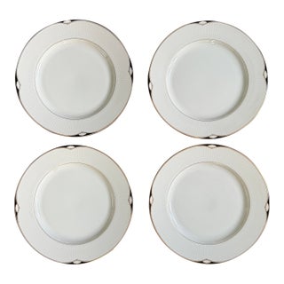 1980s Oscar De La Renta Black and White 7.5” Plates in Aegean Pattern - Set of 4 For Sale