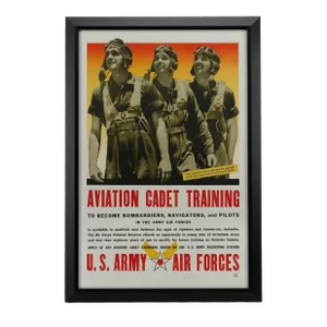 "Aviation Cadet Training, US Army Air Force" Vintage WWII Recruitment Poster, 1943