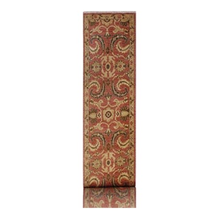 Shabby CHic Ziegler 1990's Pink/Tan Wool Runner Rug- 3'3'' X 18'3'' For Sale
