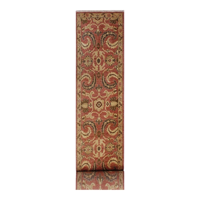 Shabby CHic Ziegler 1990's Pink/Tan Wool Runner Rug- 3'3'' X 18'3'' For Sale