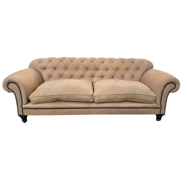 Metal George Smith Chesterfield Sofa in Nubuck Leather For Sale - Image 7 of 16