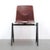 Elegant cherry colored pagwood industrial dining chairs, on stackable, espresso color enameled metal frames by Elmar...