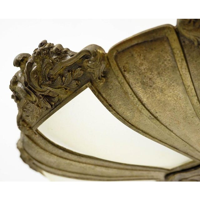 French Art Deco Frosted Glass and Bronze Pendant, 1920s For Sale - Image 3 of 8