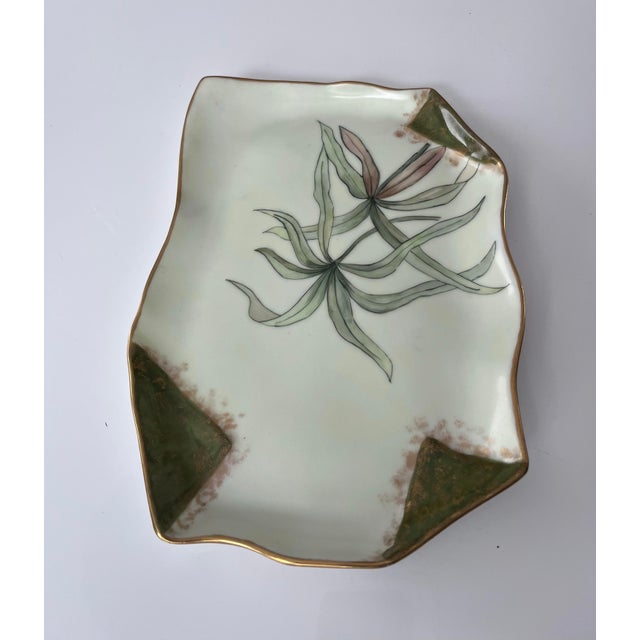 Antique Tressemanes & Vogt Hand-Painted Botanical Porcelain Jewelry Tray, Limoges, France C. Early 1900s For Sale - Image 11 of 12