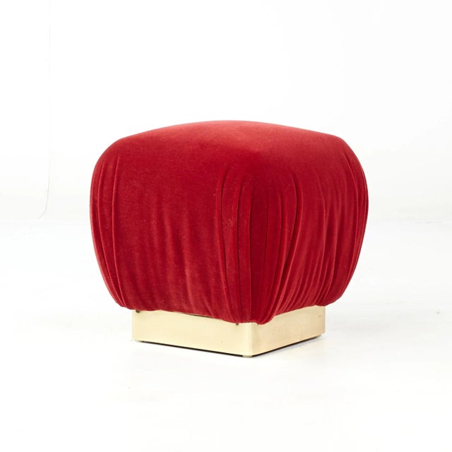 Marge Carson Mid Century Brass Souffle Poof Ottoman - Pair For Sale In Chicago - Image 6 of 12