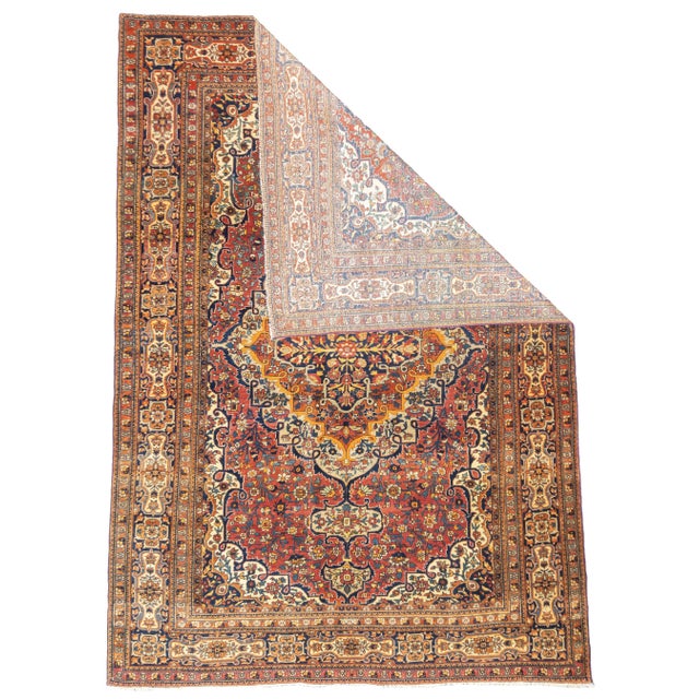 Antique Persian Mohtasham Kashan Rug 4'6'' x 6'6''. The Revival Period rugs woven by two generations of Mohtashams, from...