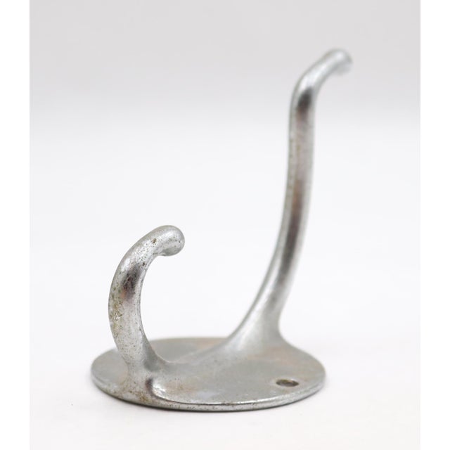Traditional Vintage Brushed Aluminum Double Arm Wall Hook For Sale - Image 3 of 5