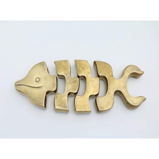 Vintage Brass Fish Puzzle, Table-Top Decor For Sale - Image 4 of 10