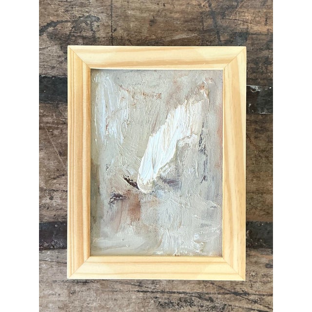 Beige Vintage Original Abstract Painting on Board For Sale - Image 8 of 12