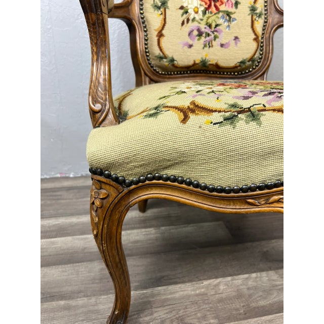 Beige Mid-Century Belgian Louis XV Armchair For Sale - Image 8 of 9