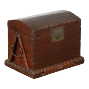 Chinese Late Qing Dynasty Document Box with Brass Lock and Carrying Handles