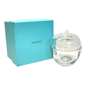 Tiffany and Co Crystal Apple Trinket Jar Covered Dish With Original Box