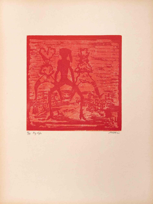 Mino Maccari, Life, Woodcut, Mid-20th Century